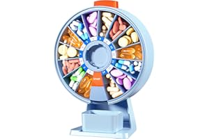 Zoksi Large Pill Organizer, Daily Pill Box for 7 or 14 Days, Wall-Mountable Pill Dispenser Hold for Medicine, Vitamin or Supplements, Weekly Pill Case with Easy Press Button (Blue)