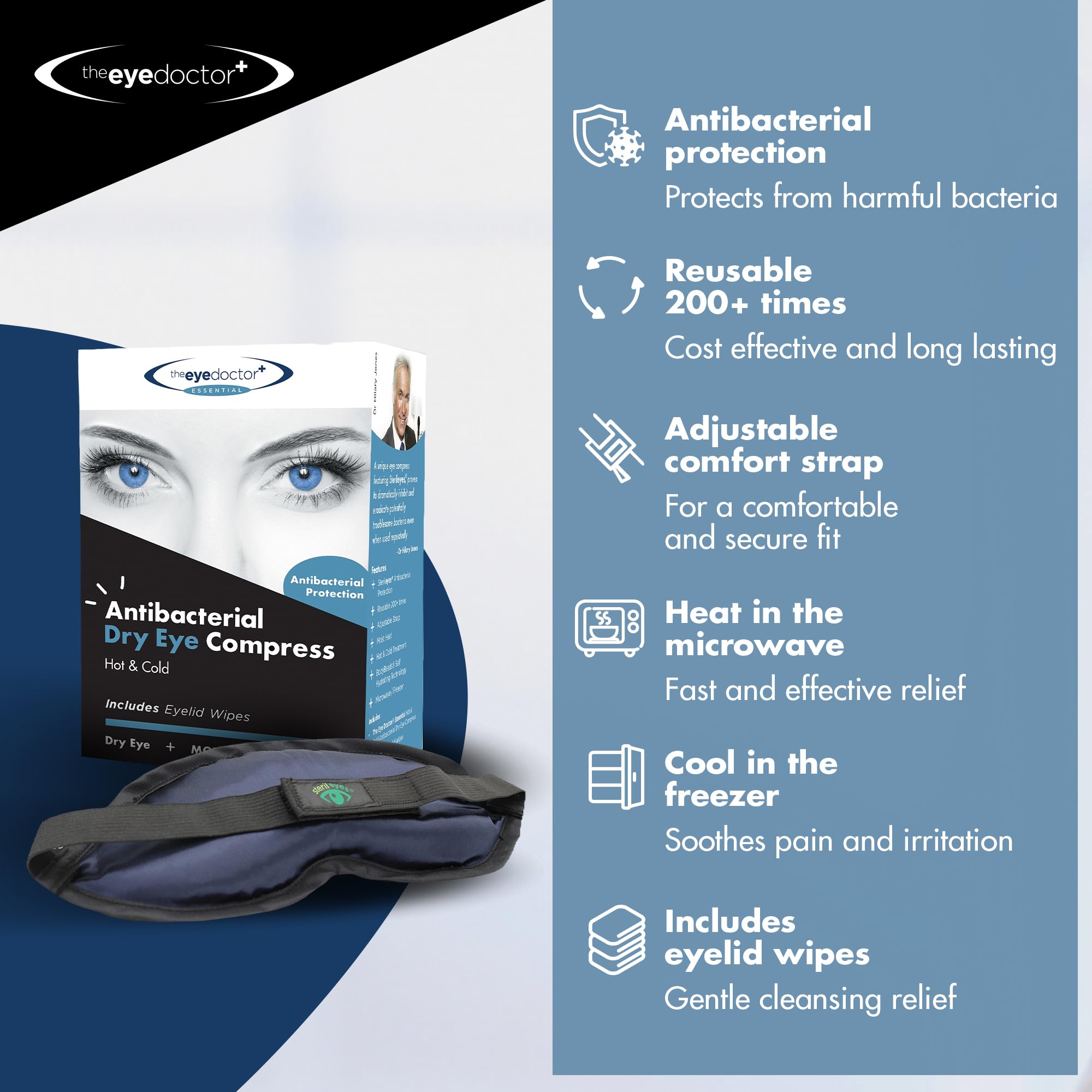 The Eye Doctor Essential – Hot Eye Compress Heat Bag for Dry Eye, Blepharitis and MGD - Safe to Heat in a Microwave – Hot and Cold Eye Compress