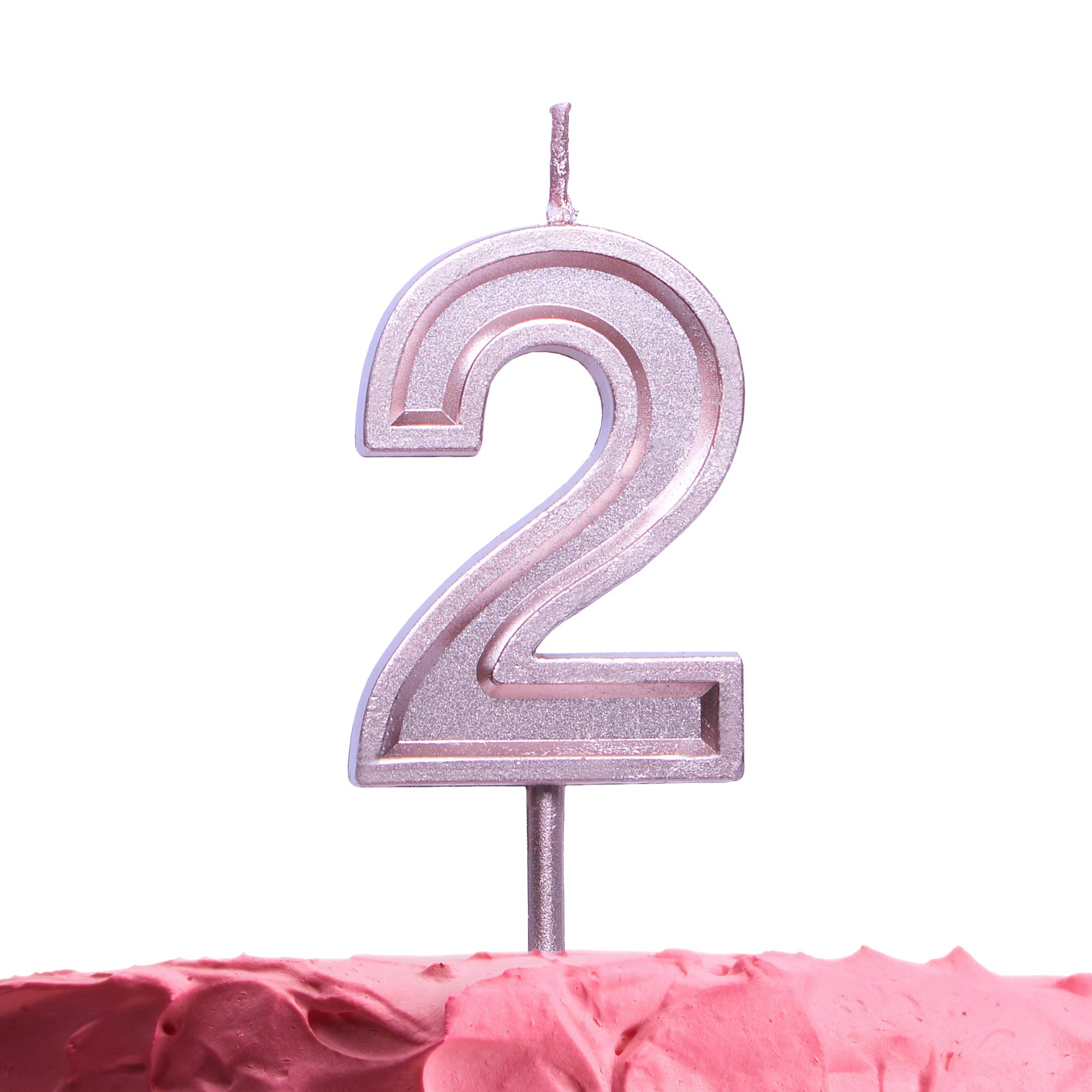 GET FRESH Number 2 Birthday Candle – Rose Gold Number Two Candle on Stick – Elegant Number Candles for Birthday Wedding Anniversary – Perfect Two Birthday Cake Candle – Rose Gold 2 Candle