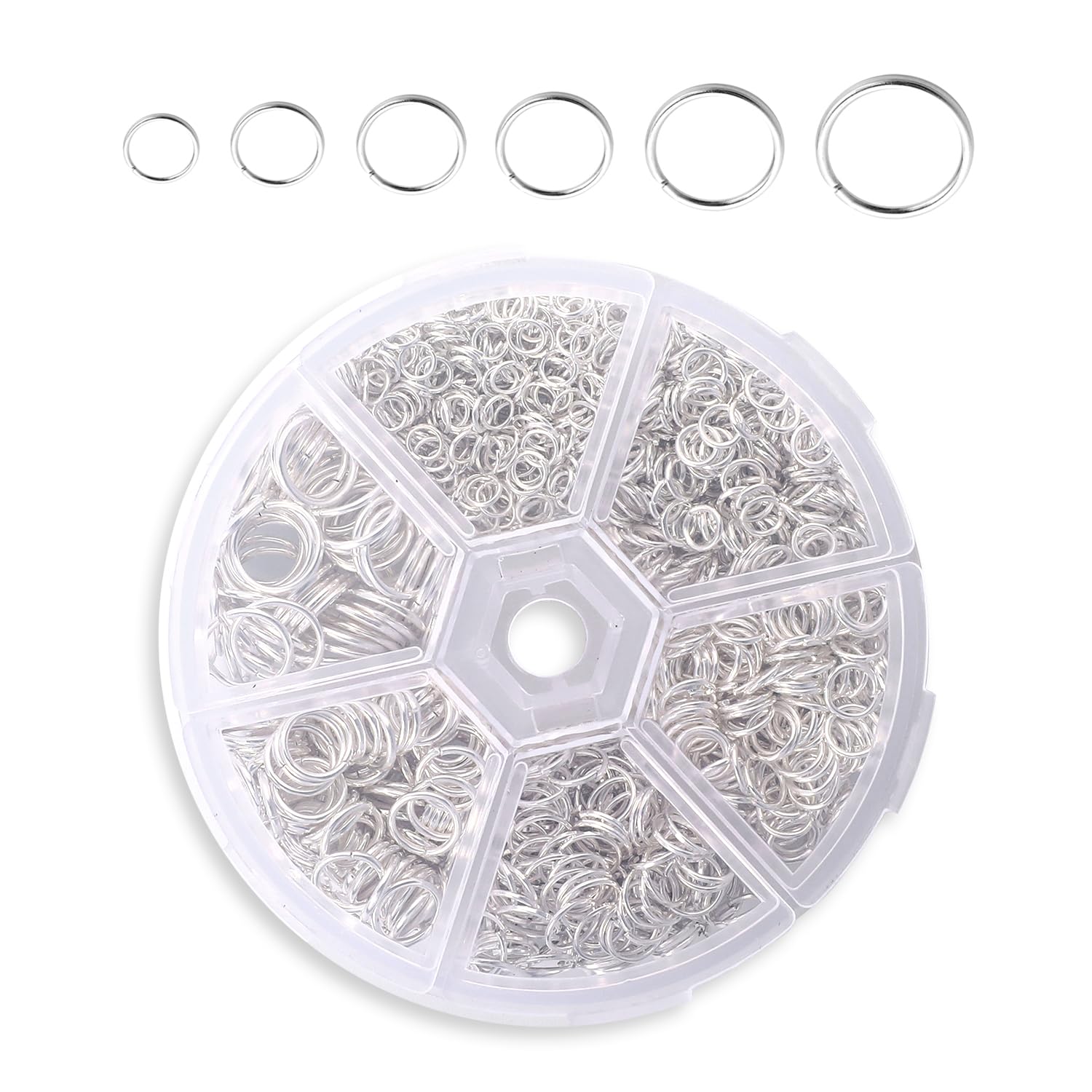 Photo 1 of 1000pcs Open Jump Rings[4mm - 10mm], Silver Metal O-Ring, 6 Sizes Plated Round Ring Connectors, Jump Rings for Jewelry, Lobster Clasps for Jewelry Making Supplies