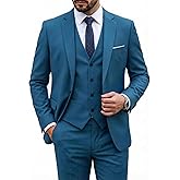 MY'S Men's 3 Piece Suit Set with Tie, One Button Slim Fit Solid Jacket Vest Pants, Prom Party Wedding Business Suits for Men
