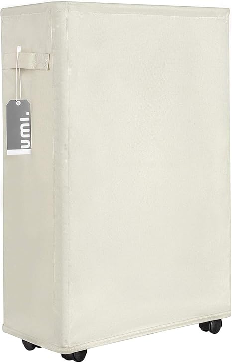 UMI Schlanker Wäschekorb auf Rädern Hoch Rollender Wäschekorb Faltbarer