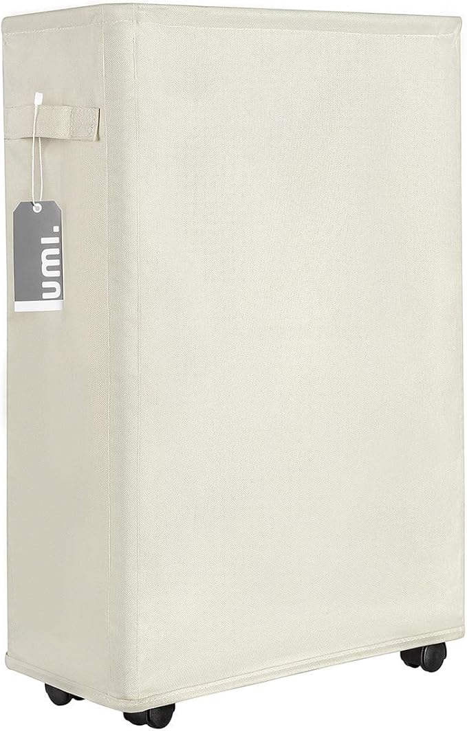 UMI Schlanker Wäschekorb auf Rädern Hoch Rollender Wäschekorb Faltbarer