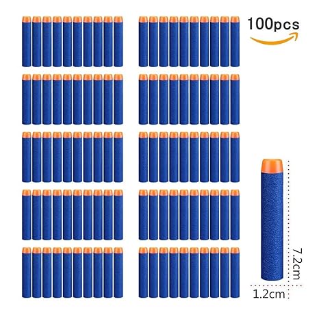 StillCool Nerf Darts 7.2cm 100 Stück Blue Foam Pfeile Patronen für N-Strike Elite Series Blasters Longshot Vulcan Spielzeug S