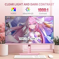 CUNPU 27 Inch Pastel Pink Gaming Monitor QHD