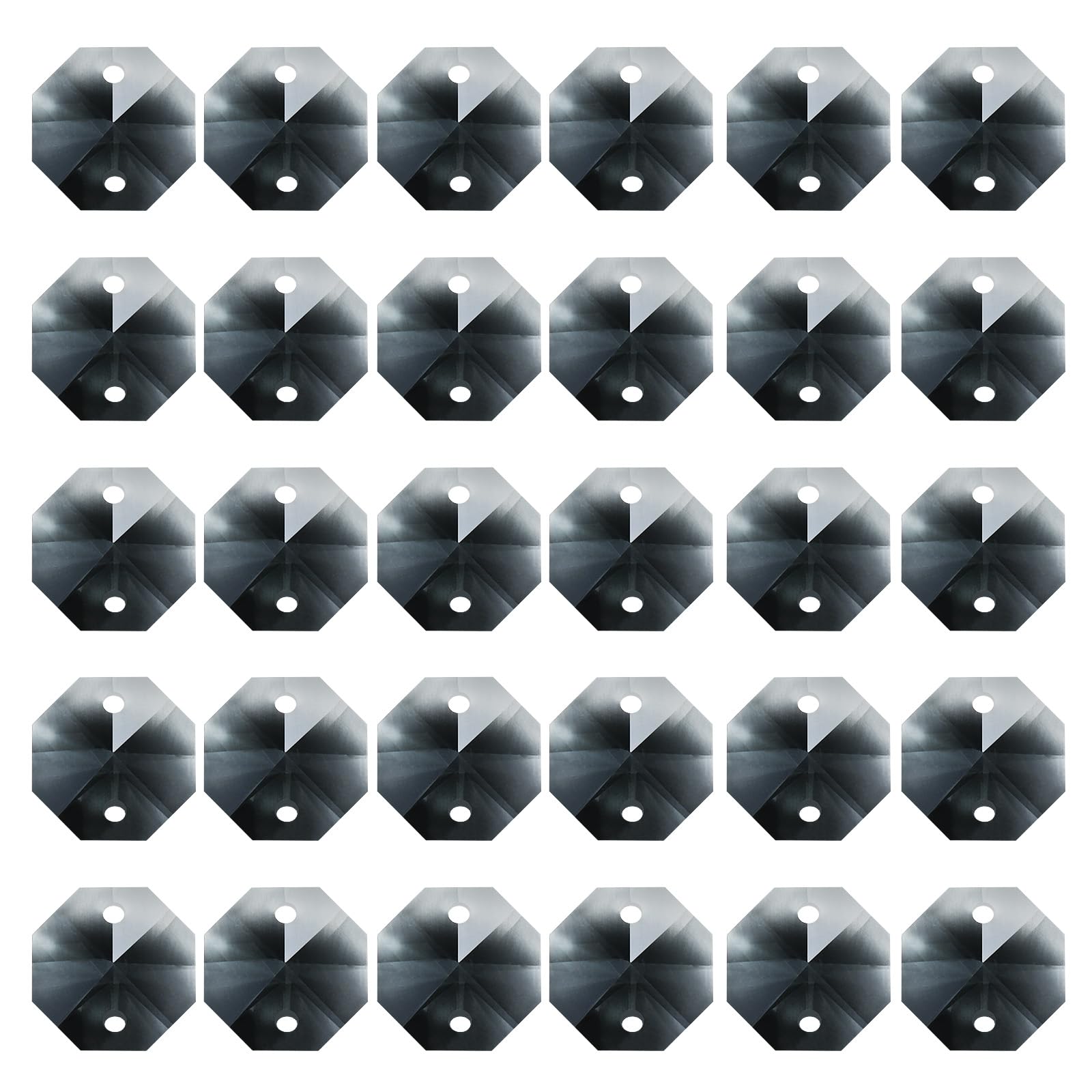 PATIKIL K9 Crystal Octagon Beads 2 Holes Pendants, 60 Pack 14mm Chandelier Prisms Parts Ornaments Hanging Beads for DIY Arts Crafts Decoration, Light Black