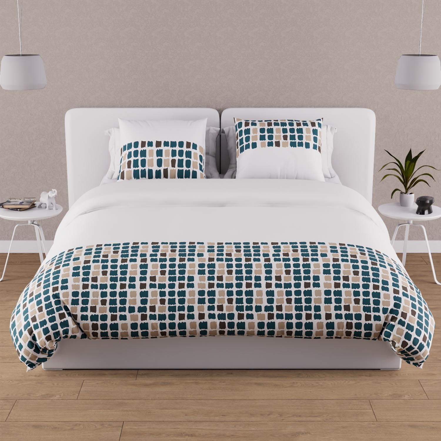 Soleil d'ocre Duvet Cover and 2 Pillowcases Cotton Blue 220 x 240 cm