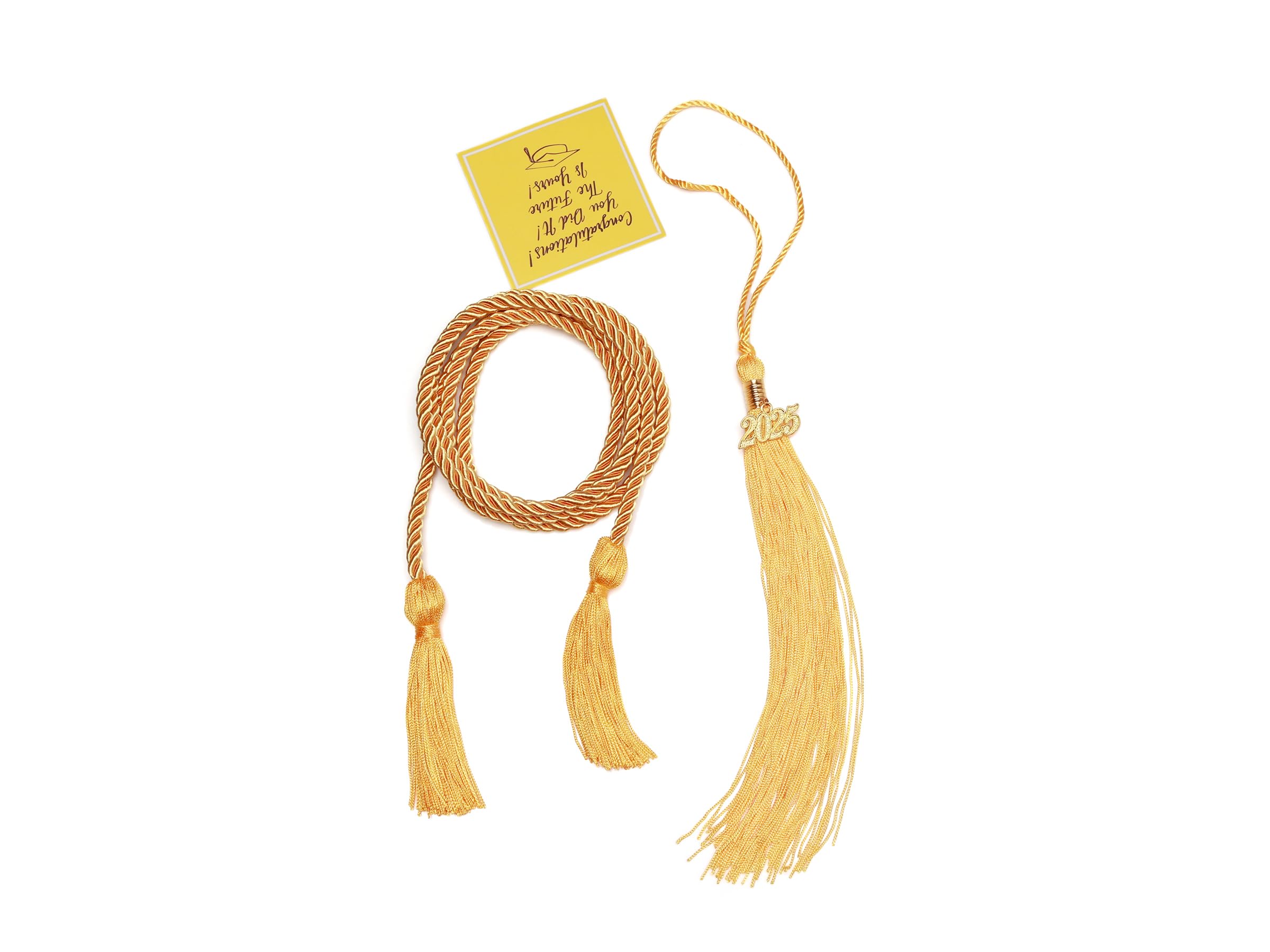 Photo 1 of Gold Graduation Cord with Tassel and Card, Honor Cords for Class of 2025 Graduation, Gold Cords for Cap and Gown Decorations, Meaningful Keepsake Gifts for Ceremony