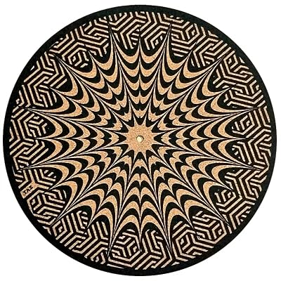 TazStudio Premium slipmat - Cork Turntable Mat [4mm Thick] for Better Sound Support on Vinyl LP Record Player - Cork mat Original Art Design - Psychedelic Geometric Mix Pattern Art-m1
