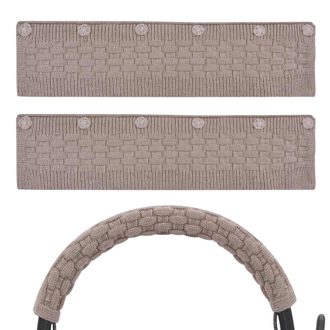 Geekria 2Pcs Replacement Headband Cover for Logitech Zone Wired/ 750/900/ Wireless/ 300/301, Sennheiser HD1 In-Ear, Sony WI1000X, Bose QC30 Headphones (Light Brown)