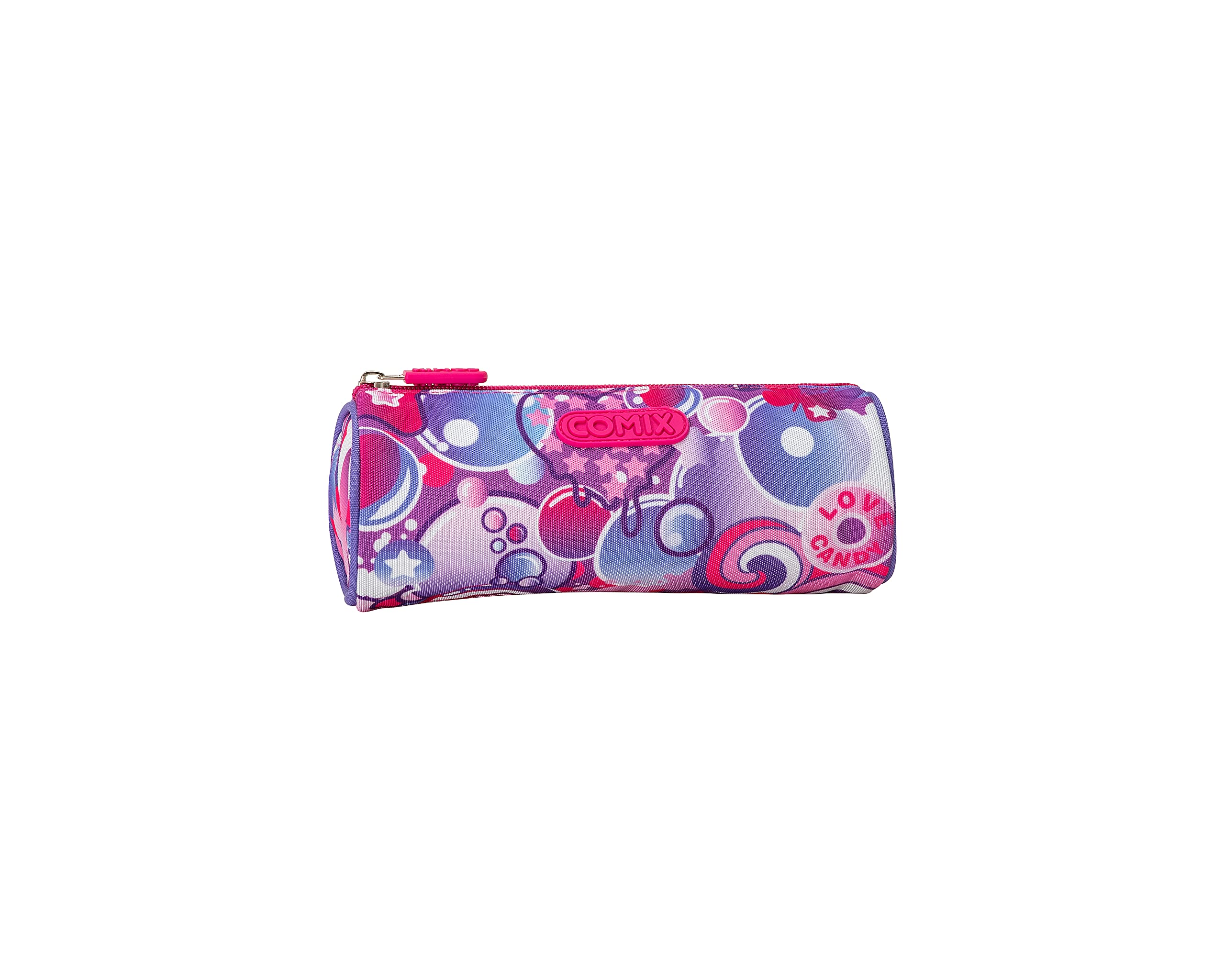 Comix Bright Round School Pencil Case Bubbles Girl, Multi-Coloured, Casual