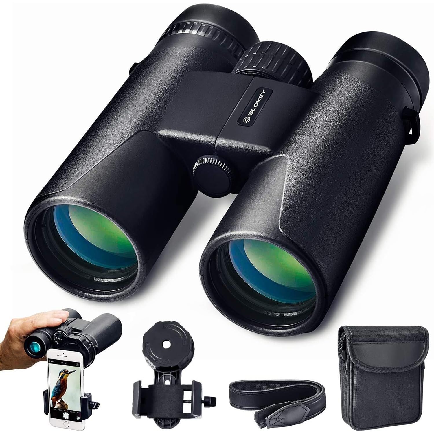 Slokey 10x42 Binoculars for Adults - Professional Waterproof and Lightweight Binoculars with Long Range, BaK4 and FMC Prisms - Ideal for Bird Watching, Safari, Hiking, and Astronomy