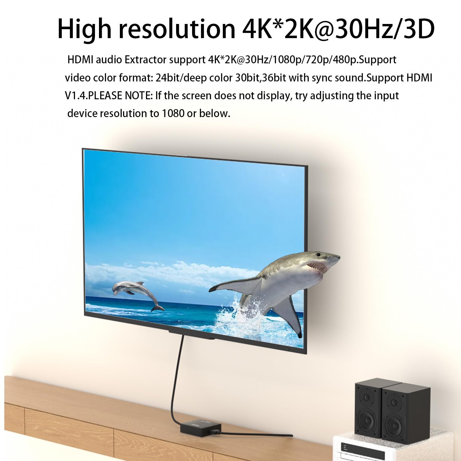 HDMI Audio Extractor Splitter,HDMI to 3.5mm Audio Adapter, 4K*2K@30HZ, 3D, 1080P Compatible for TV, PC, Sound System, Xbox, Switch, PS3, PS4, PS5