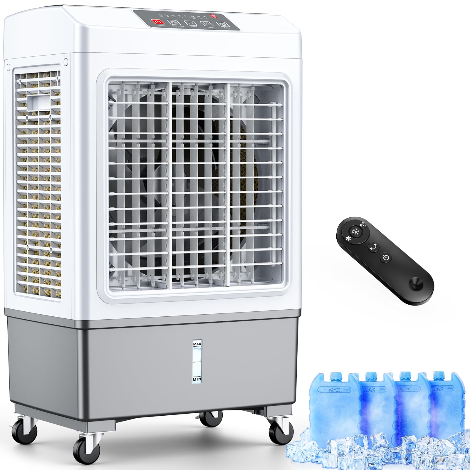 Photo 1 of FANCOLE Windowless Air Conditioner, 2100CFM Evaporative Air Cooler with 4 Ice Packs, 700 Sq.ft Swamp Cooler Air Conditioner No Windows Needed w/3Mode & 3Speed, 7H Timer & Remote for Room Garage Patio