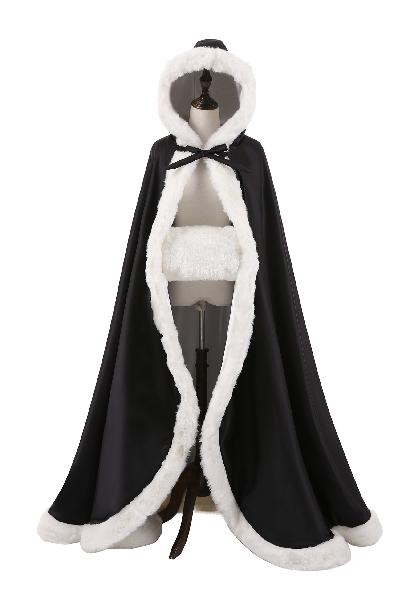 Wowbridal Women's 57in Bridal Cape Wedding Cloak With Hand Muff Floor-length Wowbridal Women's 57in Bridal Cape Wedding Cloak With Hand Muff Floor-length