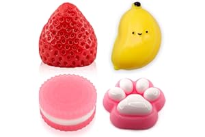 Taba Squishy Toy Set, Sensory Squeeze Fidget Toys for Stress Relief, Cute Party Favors for Kids Adults, Includes Banana Straw