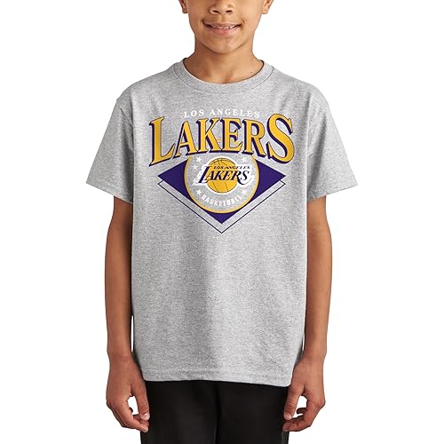 Junk Food Unisex Kid's Standard NBA-Los Angeles Lakers-Court Classic-Officially Licensed Youth Short Sleeve Fan Tee for Boys and Girls, ATH