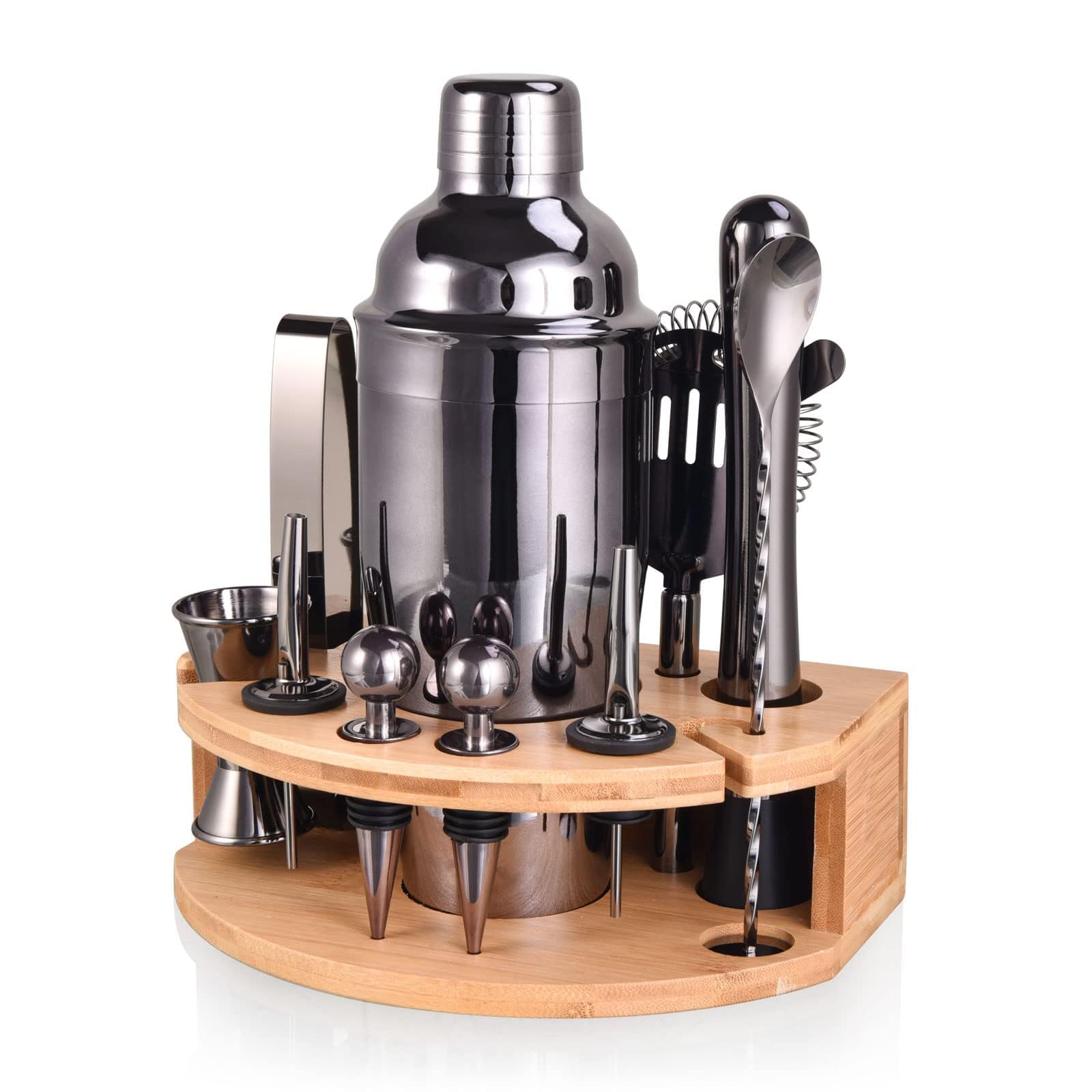 Esmula 12 Pieces Cocktail Shaker Set, 750 ml Stainless Steel Bartender Kit, Gift for Men, Women, Friends, Home Stylish Bar Tool Set with Cocktail Recipe Book (Black)