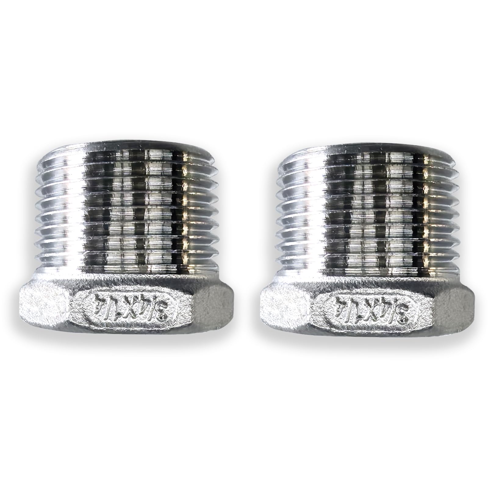 View 1 of 2 Pcs Reducer Hex Bushing, 304 Stainless Steel 3/4" Male NPT to 1/4" Female NPT Pipe Fitting Hex Bushing, Stainless 3/4 Male to 1/4 Bushing Heavy Duty Pipe Fitting Reducer Adapter