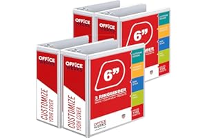 RING BINDER DEPOT 4 Pack of 6 Inch 3 Ring Binder with Locking Angle D Rings, Professional Heavy Duty Large Storage Binder with Pockets, Fits 8.5 x 11 Inch Sheets, Non-Stick Clear View Cover, Customizable, White