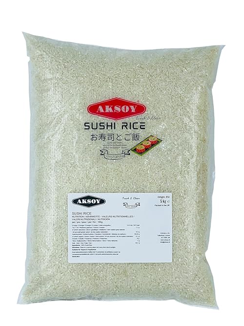 Aksoy Premium Sushi Rice 5KG | Japanese-Style Short Grain | Perfectly Sticky Texture | Non-GMO & Aromatic | Ideal for Sushi, Rice Dishes, Rolls & Asian Cuisine