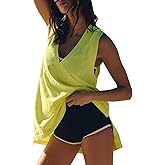 Gacaky Lightweight Tank Top for Women Oversize Workout Tank Tops V Neck Sleeveless Athletic Running Shirts Gym Clothes