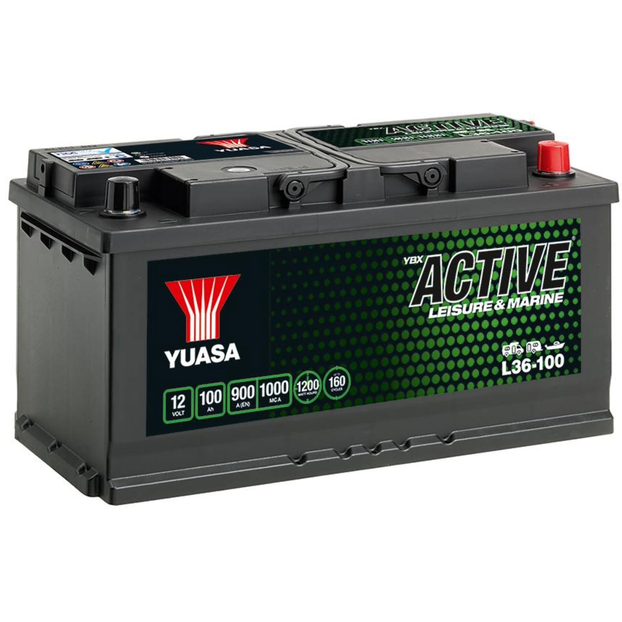 Yuasa L36-100 12V 100Ah 900CCA Maintenance Free High Performance Leisure & Marine Battery