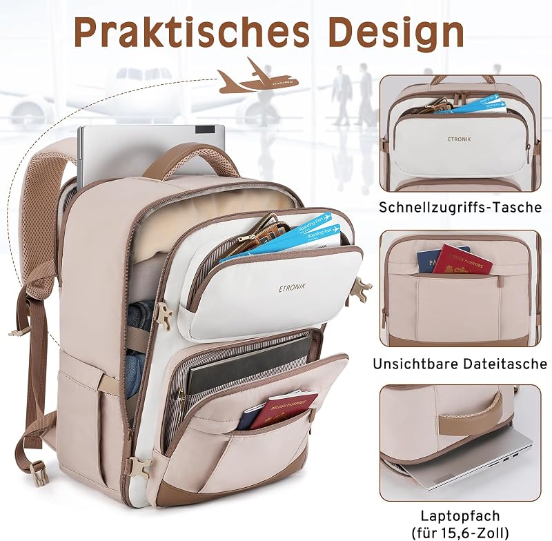 Ryanair Handgepäck 40x30x20, 24L Rucksack 15.6" Travel Backpack Bag — Foto 4 von 6