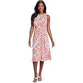 London Times Womens Sleeveless Jersey Keyhole Belted Midi Dress