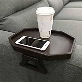 NHD Pekokavo Sofa Armrest Clip Table – No-Slip Couch Tray for Drinks, Snacks, Remote – Adjustable Armchair Table for Living Room, Bedroom, Dorm – Fits Most Armrests (Cherry)