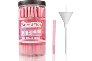 SENSIFIER 100 PACK Pink Pre Rolled Cones| King Size Rolling Paper Cone 108MM with Loader and Packing Sticks