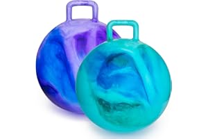Willingfun Hopper Ball 2 Pack with Air Pump, 18 Inch Bounce Balls with Handles for Kids, Best Gift for Ages 3 4 5 6 7 8 Boys and Girls, Toys for Ages 3-10, Ride on Toys for Kids 4-8, Hopper Toy