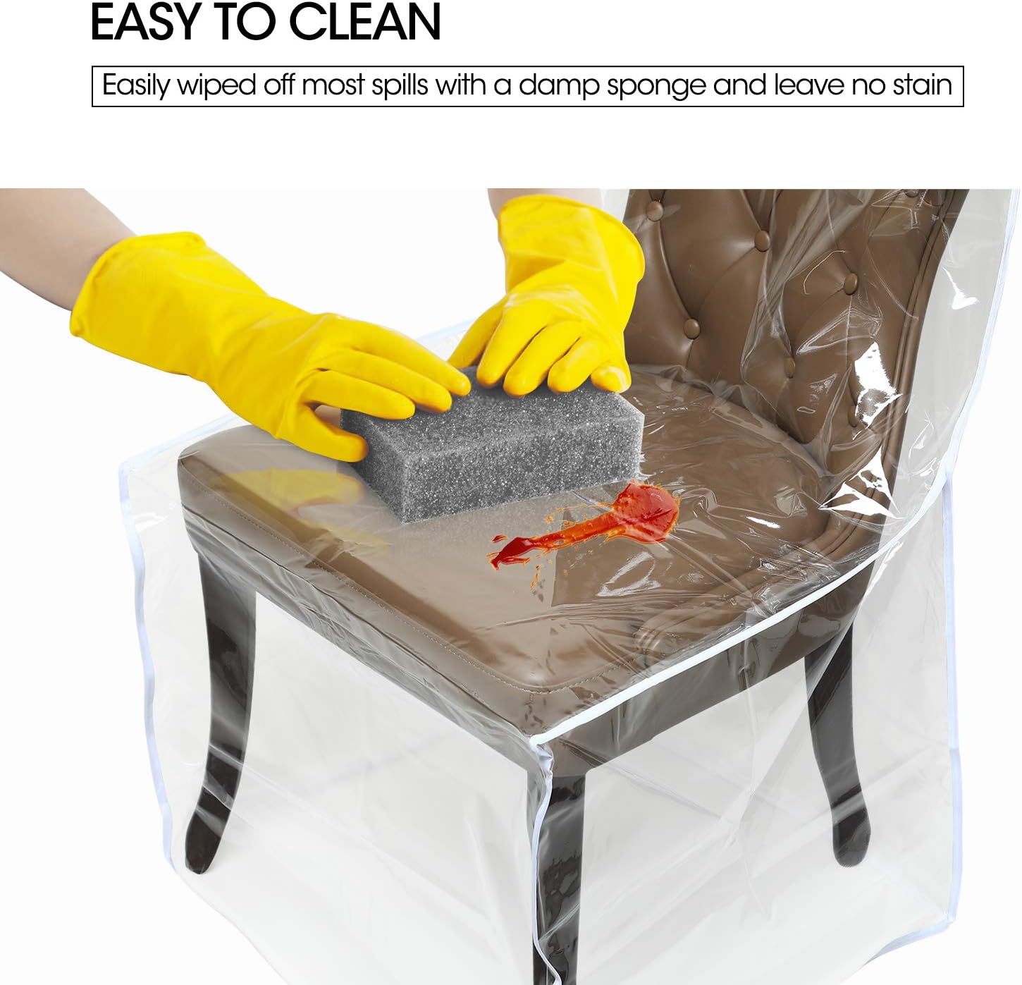 Zipcase 2 Packs All Cover in Plastic Dinning Chair Covers - Heavy Duty Clear Chair Protectors Keep Your Dinning Chair Away from Water Dust Paws and Claws: Furniture & Decor
