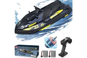 captainrc RC Turbo Jet Boat 25+KPH Brushless, 2.4GHz Adult RC Jet Ski, RC Boat for Pools, Lakes and Rivers with 2 Batteries, LED Light, Low Battery Alarm