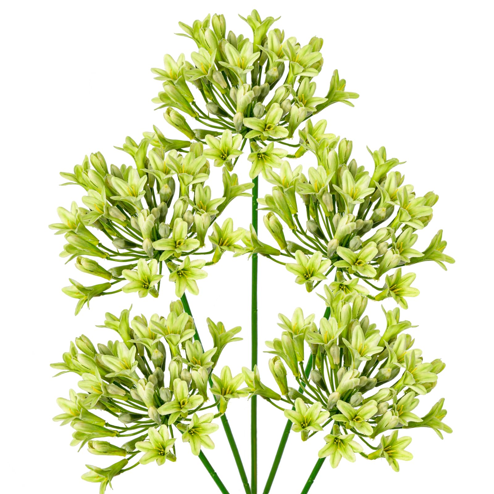 Briful 5PCS 30" Tall Artificial Flowers Agapanthus Silk Flowers Green Artificial Flowers for Decoration, 77cm Fake Agapanthus Flowers Stem for Home Kitchen Decor