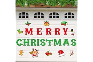 QCFDLCX 3D Effect Christmas Garage Door Decorations Magnets,24Pcs Garage Door Decorations，Merry Christmas Gingerbread Christmas Tree Gnome Snow for Garage Door Fridge