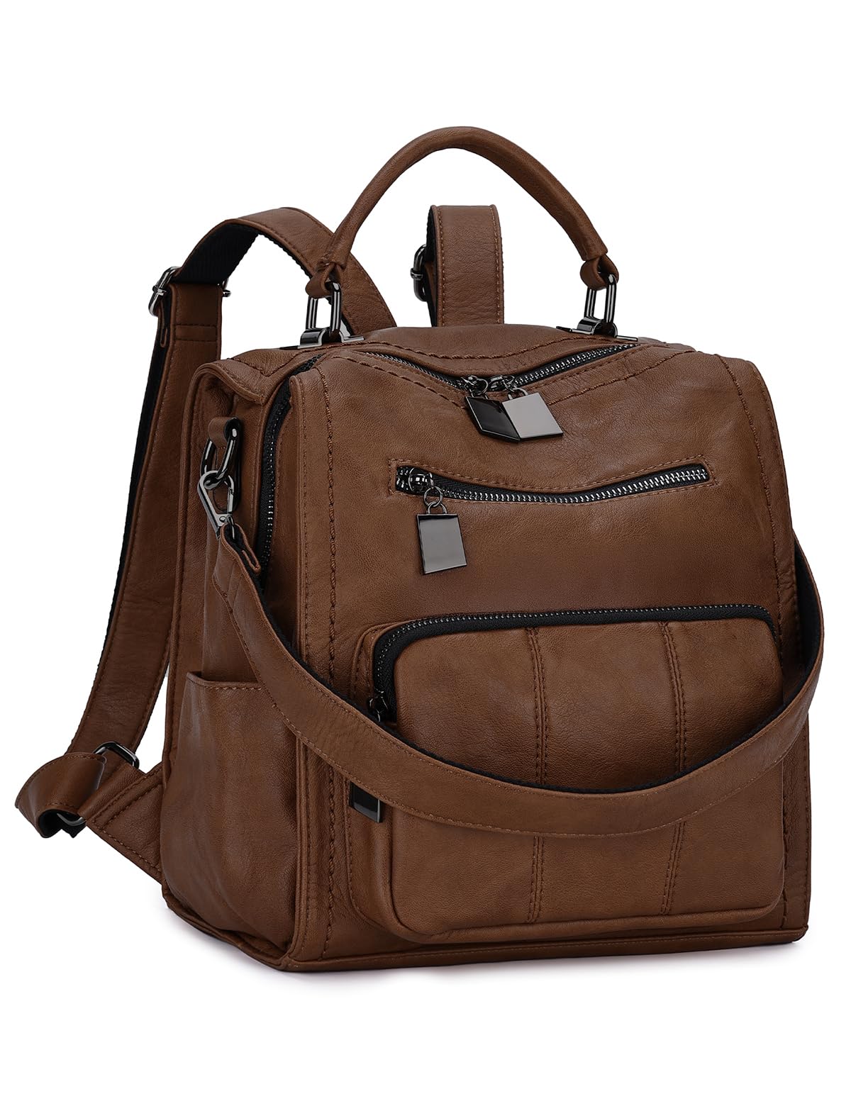 Women Backpack,Small PU Leather Backpack Fashion Ladies Backpacks Rucksack 3 Way Casual Schoolbags Brown(Size:S)