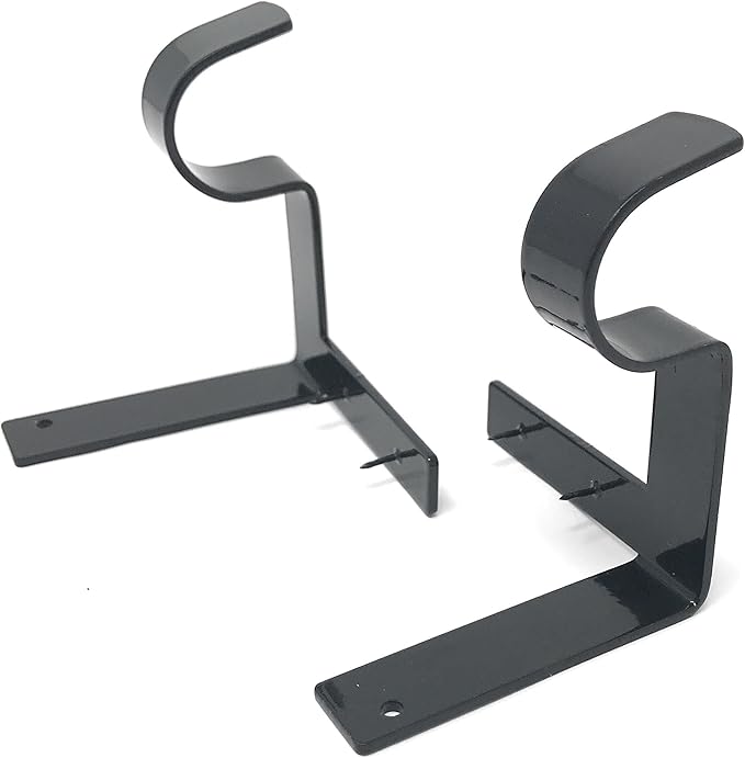 KwikHang Curtain Rod Brackets As Seen On Shark Tank (Brackets For 1" Inch Rod, Glossy Black