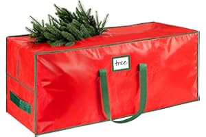 HABGP 9 ft Large Christmas Tree Storage, Stores 9 Foot Artificial Xmas Trees, Sturdy Plastic Waterproof Christmas Holiday Tree Bag For Storage Box with Strong Handles & Zipper, Red