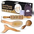 Wood Therapy Massage Tools 4 Pcs, Lymphatic Drainage Massager, Maderoterapia Kit, Anti Cellulite Complete Body Sculpting Tools for Total Relaxation & Relief (4 Pack)