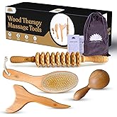 Nuddspa Wood Therapy Massage Tools 4 Pcs, Lymphatic Drainage Massager, Maderoterapia Kit, Anti Cellulite Complete Body Sculpting Tools for Total Relaxation & Relief (4 Pack)