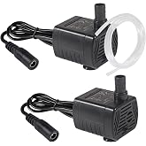DWEII 2PCS Water Pump 200L/H DC 5.5-12V 1-3W Mini Submersible Water Pump with 6.5ft Tubing for Aquarium Fish Tank, Pond, Fountain, Hydroponics