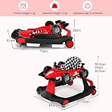 Maxmass 4-in-1 Baby Walker Sit-to-Stand Adjustable Height Red view 6