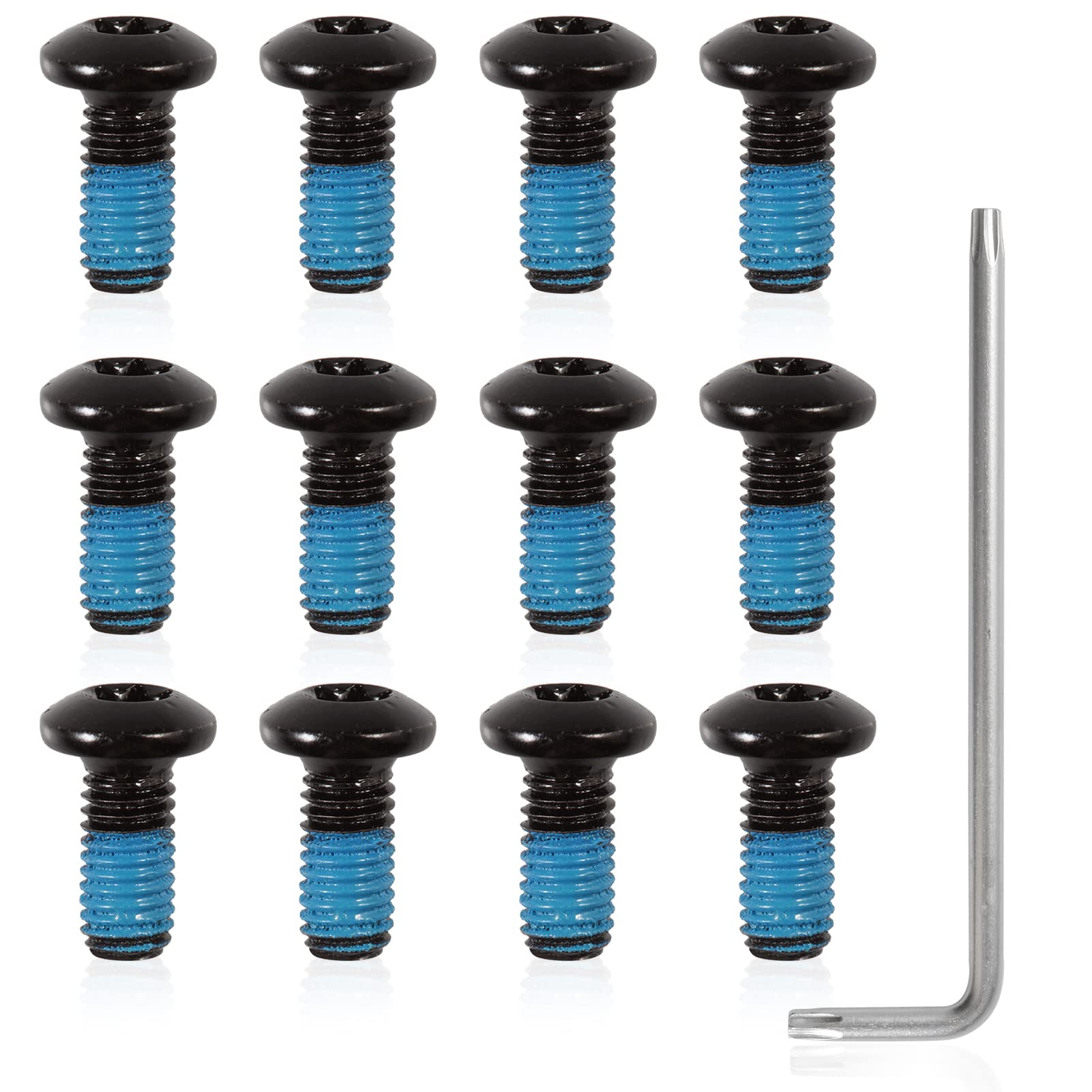 SPEEDWOX 12 Pcs Bicycle Rotor Screws, Disc Brake Rotor Bolts M5x10mm, MTB Rotor Bolts Black with T25 Star Wrench for Road Bike Mountain Bike