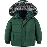 Enlifety 1-6T Toddler Jacket Boys Girls Winter Coats with Removable Fur Hood Kids Thicken Outerwear