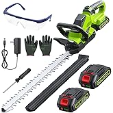 Hedge Trimmers Cordless with Battery, 3000RPM Brushless Motor | Electric Bush Clipper with 2pcs 2000mAh Batteries, 20'' 180&deg; Rotatable Head, 2/3'' Blade Gap, Gifts for Men Dad Father