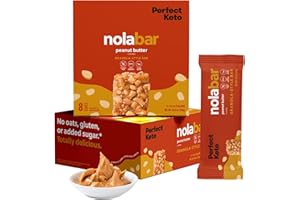 Perfect Keto Nola Bars | Gluten-Free Keto Granola Bars with Zero Added Sugar | Enjoy a Chewier, Nuttier, and Tastier Way to Curb Cravings and Start the Day | Peanut Butter | 8 Bars 32g