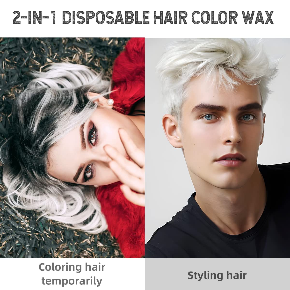 White Temporary Hair Color Wax - SOVONCARE Washable Hair Dye for Men & Women, All-Day Hold Disposable Hair Styling Clays for Party, Cosplay & Daily 4.23 oz