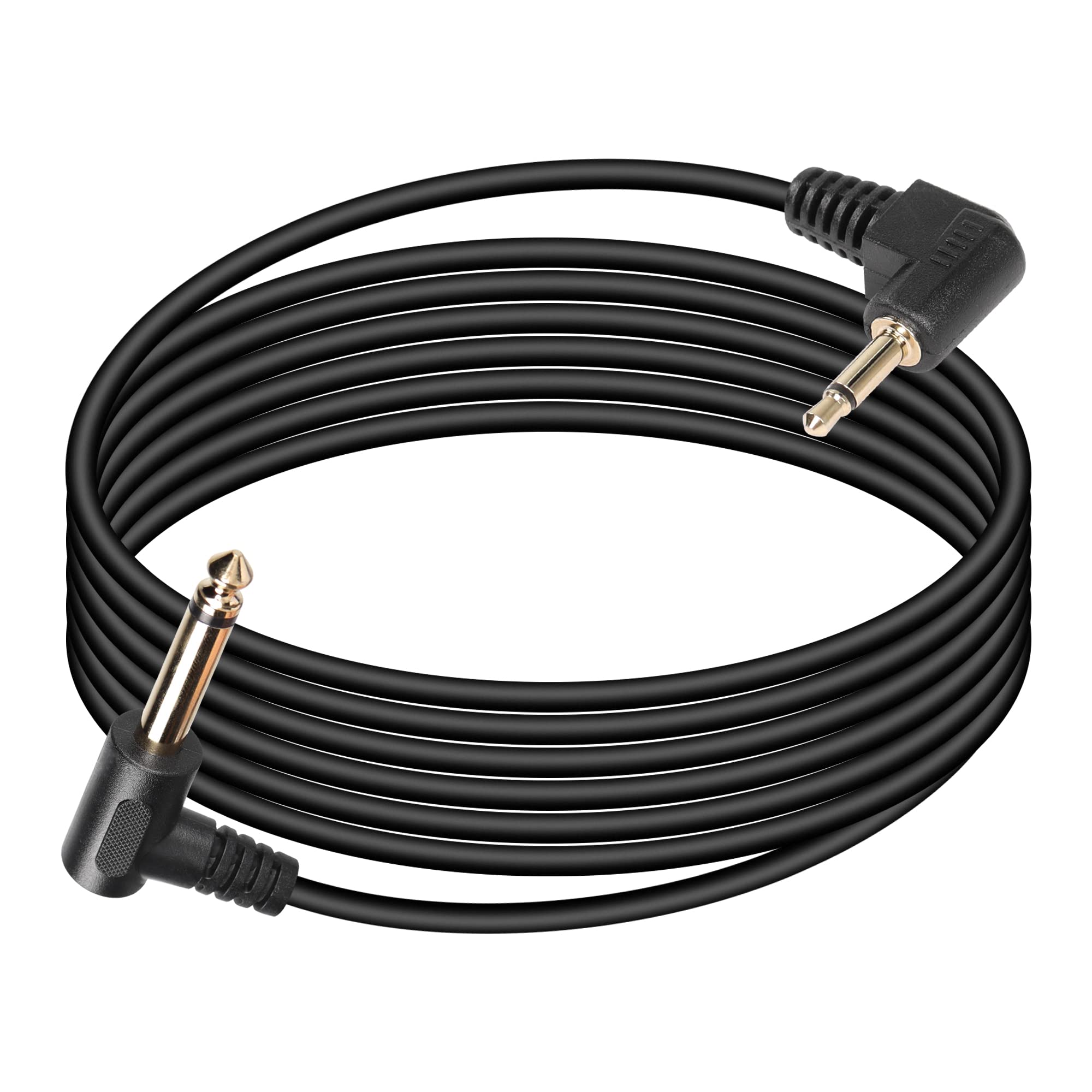 SinLoon 6.35mm to 3.5mm TS Cable 1/4" Mono Male to 1/8" TS Mono Male 90 Degree Right Angle Plug Adapter Audio Cable Compatible for Laptop,Home Theater Devices, and Amplifiers