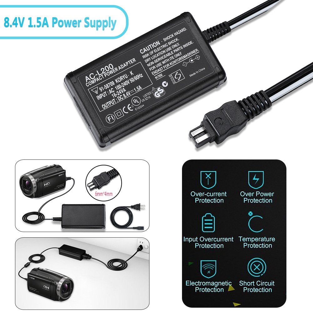 Amazon.com : AC-L200 Adapter Charger Compatible Sony Handycam Camcorder DCR-SX40,  DCR-SX41, DCR-SX44, DCR-SX45, DCR-SX60, DCR-SX63, DCR-SX65, DCR-SX83, ...